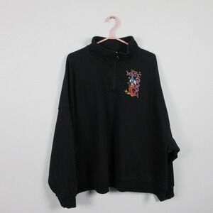 Disney Magic Crew 1/4 Zip Pullover Sweatshirt Women 3X Black Castle Retro 542